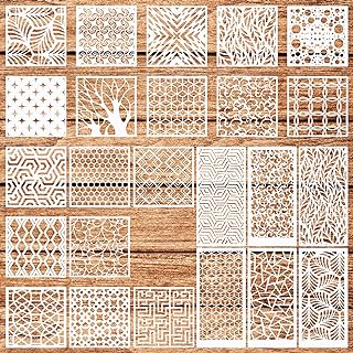 24Pcs Stencils for Painting, Reusable Geometric Painting Stencils Abstra...