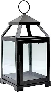 Hosley 12 Inch High Clear Glass and Iron Classic Style Lantern Ideal Gif...