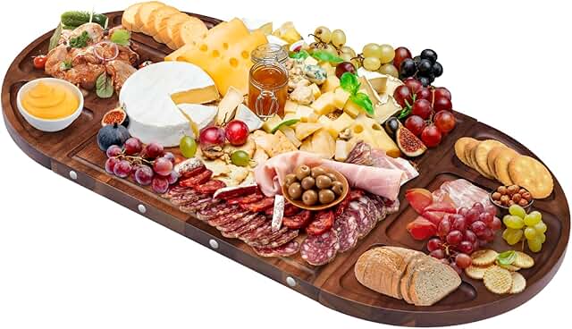 NiHome Magnetic Acacia Wood Charcuterie Board Large 26”x13” Cheese Board...