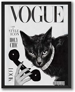 InkFlow Vogue Cat Poster - Fashion-Inspired Wall Art for Home, Office, B...