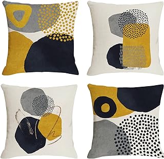 Jartinle Mustard Yellow Mid Century Modern Throw Pillow Covers Abstract ...