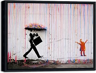 Wieco Art Framed Banksy Raining Day or Colorful Graffiti Street Famous C...