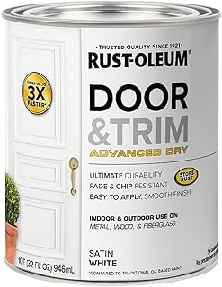 Rust-Oleum 369384 Advanced Dry Door & Trim Paint, Quart, Satin White
