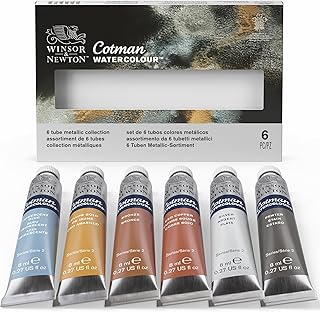 Winsor & Newton Cotman Watercolor Paint Set, 6 Metallic Colors, 8ml (0.2...