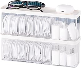 Charger Cable Cord Storage Organizer Box - 2 Pack With Lid - Easy Storag...