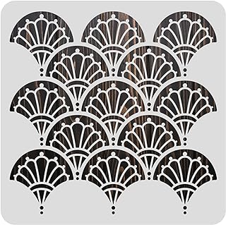 BENECREAT 12x12 Inch Art Deco Stencil - Geometric & Floral Painting Sten...