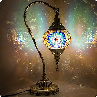 Yarra-Decor Turkish Moroccan Lamp with Bronze Base 3 Color Options Handm...