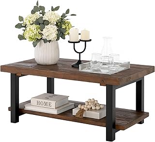 Alaterre Furniture Pomona Coffee Table with Storage Shelf-Industrial Mod...