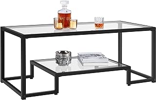 Yaheetech Coffee Table, Tempered Glass Coffee Table, Modern Simple Cente...