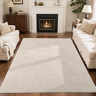 SHACOS Soft Cozy Fluffy Arch Pattern High-Low Pile Textured Area Rug 5'3...