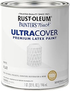 Rust-Oleum 1990502 Painter's Touch Latex Paint, Quart, Flat White 32 Fl ...
