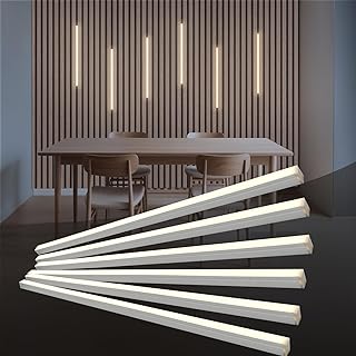HAMRVL Wood Slat Wall Panels LED Recessed Lighting - DC12V 6pcs 16in Sel...