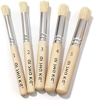 Auhoahsil Stencil Brushes Set, 5 Pcs Natural Bristle Wooden Handle Templ...