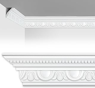 Marsui 4 Pcs Ceiling Crown Molding Trim 4-1/2 Inch Face x 94.5 in Long T...