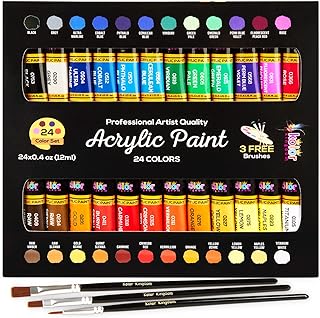 Acrylic Paint Set Canvas Art Paints 24 Colors Perfect Paint Finish (0.41...