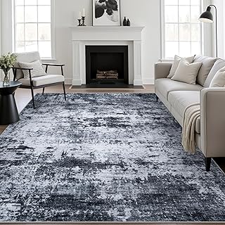 5x7 Area Rug Living Room Rug: Washable Modern Abstract Soft Thin Rug Ind...