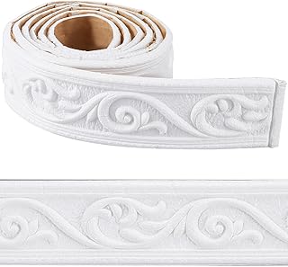 CRASPIRE 88 x 2 inch Crown Molding Peel and Stick 3D Flexible Foam Wall ...