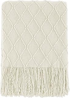 BOURINA Beige Throw Blanket 50x60 Inches Throw Textured Solid Soft Sofa ...