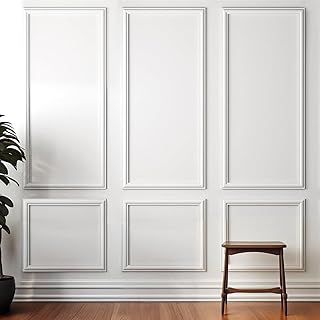 Peel and Stick Wall Molding Kit,6 Sets Pre-Cut Wainscoting Panels for In...