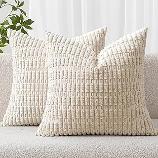 MIULEE Pack of 2 Corduroy Decorative Throw Pillow Covers 18x18 Inch Soft...