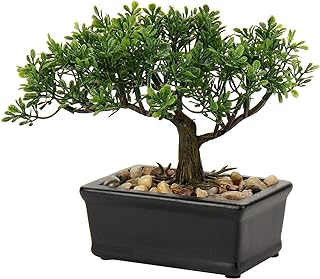 Artificial Bonsai Tree Juniper Faux Plants Indoor Small Fake Plants Deco...