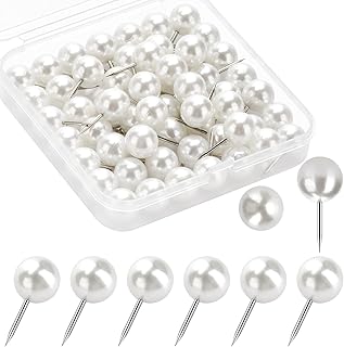 60 Pcs Push Pins, Thumb Tacks for Decorative Wall, Pearl White Thumbtack...