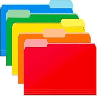 Two Tone Color File Folders 8.5 x 11 Inch, 1/3 Cut Tab File Folders Lett...