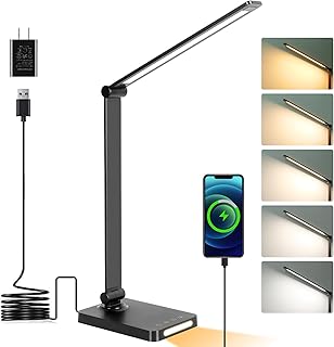 LED Desk Lamp with USB Ports,Touch Desk Lamps for Home Office with 5 Col...