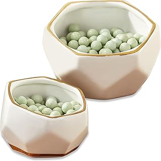 Kate Aspen Geometric Ceramic Planters Decorative Bowls, Small & Medium (...