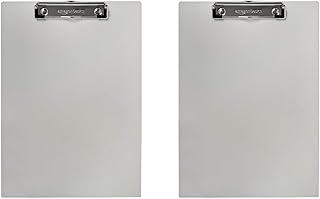 Amazon Basics Aluminum Office Clipboard, Letter Size, Pack of 2, Metal
