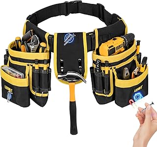 Tool Belt,Magnetic Tool Pouch,27-Pockets Heavy Duty Padded Tool Belts fo...