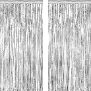 2 Pack Tinsel Backdrop, 3.28 FT x 7.05 FT Birthday Party Decorations, Si...