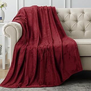 Utopia Bedding Fleece Blanket Throw Size Burgundy 300GSM Luxury Anti-Sta...