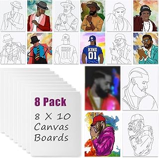 8 Pack Pre Drawn Canvas Boards for Painting for Adults, Sip and Paint Pa...