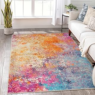 Lahome Modern Abstract Washable 5x7 Area Rugs for Living Room, Colorful ...