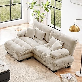 Modular Sectional Sofa, L Shaped Couch with Ottoman, 2 Seater Cloud Couc...