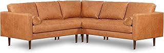 POLY & BARK Napa Leather Corner Sectional Sofa in Full-Grain Pure-Anilin...