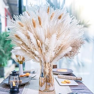 95 PCS Natural Pampas Grass Decor Bouquet | Boho Dried Floral Arrangemen...