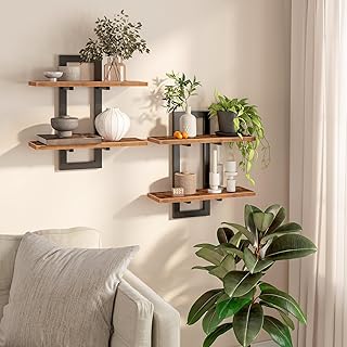 HOOBRO Floating Shelves, 15 Inch Wall Shelf Set of 2, Wall Mounted Stora...