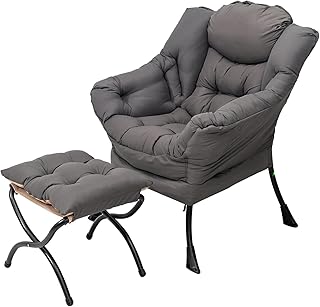 Welnow Lazy Chair with Ottoman, Modern Lounge Accent Chair with Armrests...