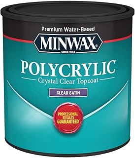 Minwax 233334444 Polycrylic Protective Wood Finish, Clear Satin, ½ Pint
