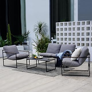 Grand Patio 4-Piece Modern Outdoor Furniture Set, Patio Sofa with Cushio...