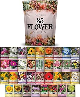 Gardeners Basics, Flower Seeds Packets for Planting 35 Individual Variet...