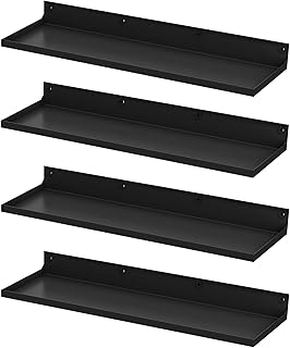 PEKGRIL 4 Pack Metal Floating Shelves, 17x6 Inch Large Wall Mounted Shel...
