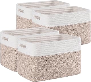 4 Pack Storage Baskets for Organizing, Woven Baskets for Shelves - Perfe...