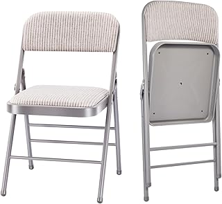 2 Pack Folding Chairs with Fabric Padded Cushion and Back, Commercial Gr...