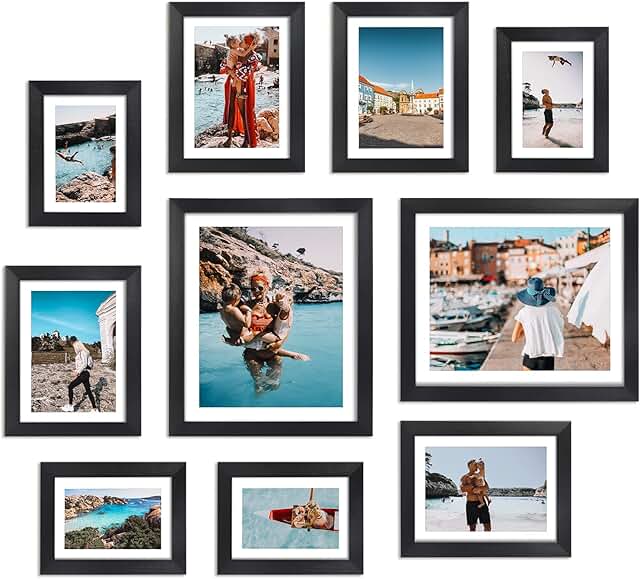 Giftgarden Multi Black Picture Frames with Mat for Multiple Sizes Photos...
