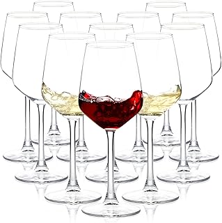 Wine Glasses Set of 12, 12oz Clear Red/White Wine Cup, Long Stem Wine Gl...