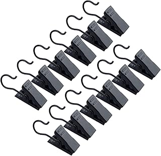 JANYUN 30 Pack Small Heavy-Duty Hook Clip Set Metal Curtain Hangers Clip...
