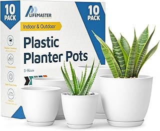 Lifemaster Eco Friendly Plant Pot Set - 10-Pack Home Decor Flower Indoor...